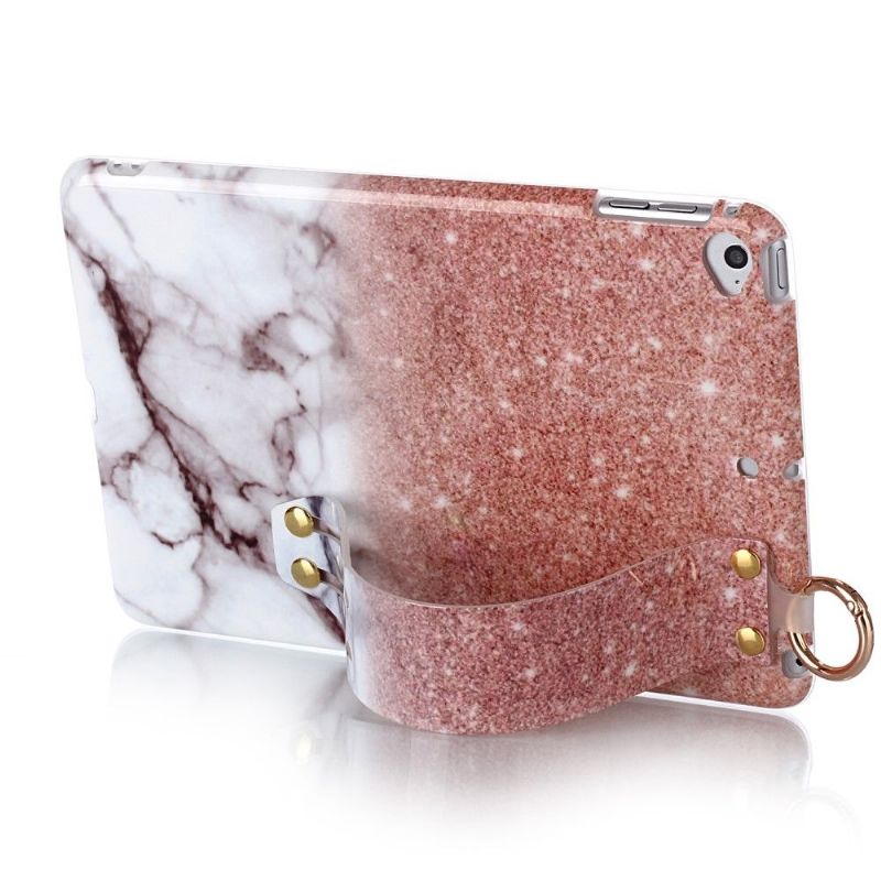 iPad Mini 5 2019 - Coque avec sangle paillettes et marbre