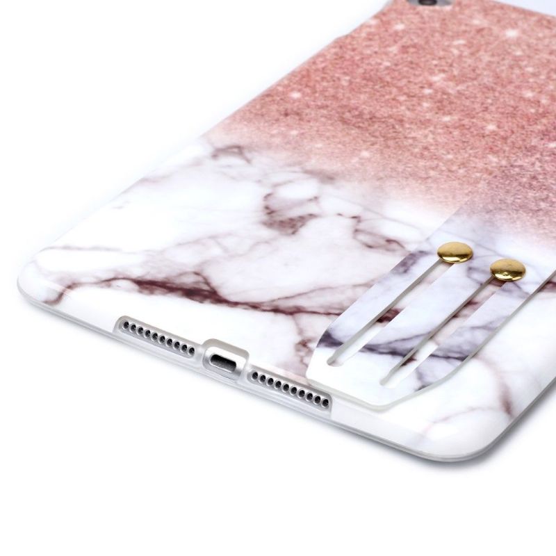 iPad Mini 5 2019 - Coque avec sangle paillettes et marbre