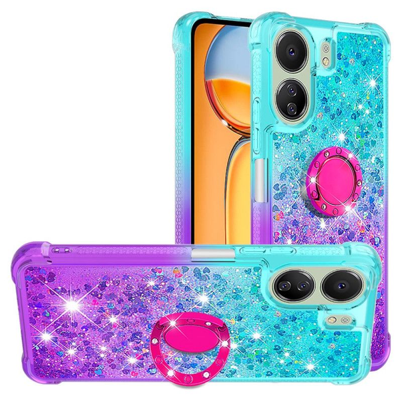 Coque Xiaomi Redmi 13C 4G/5G/Poco C65 Anneau-Support Dégradé Paillettes