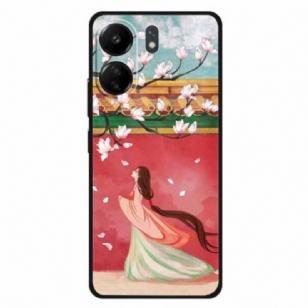 Coque Xiaomi Redmi 13C / Poco C65 Femme et Fleurs de Pêcher