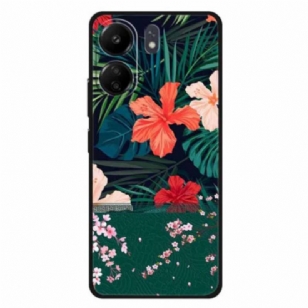 Coque Xiaomi Redmi 13C / Poco C65 Mur de Feuilles et de Fleurs