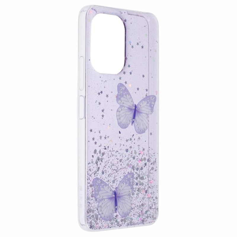 Coque Xiaomi Redmi 13C / Poco C65 Paillettes Deux Papillons