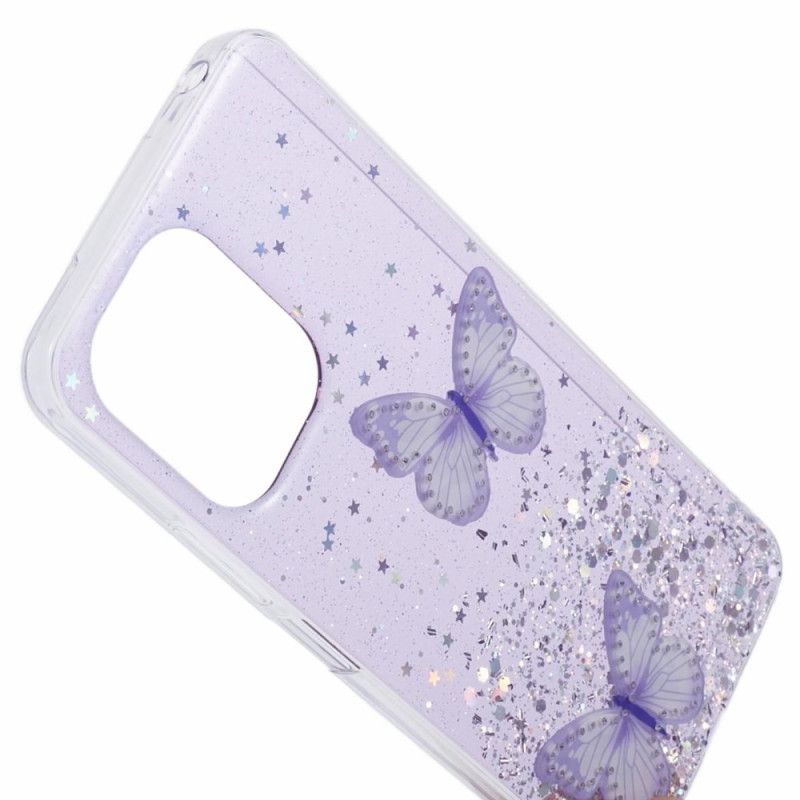 Coque Xiaomi Redmi 13C / Poco C65 Paillettes Deux Papillons