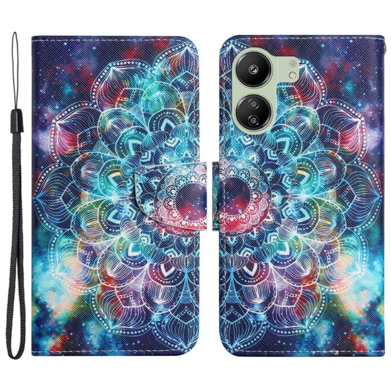 Housse Xiaomi Redmi 13C 4G/5G/Poco C65 Ciel Étoilé Mandala à Lanière