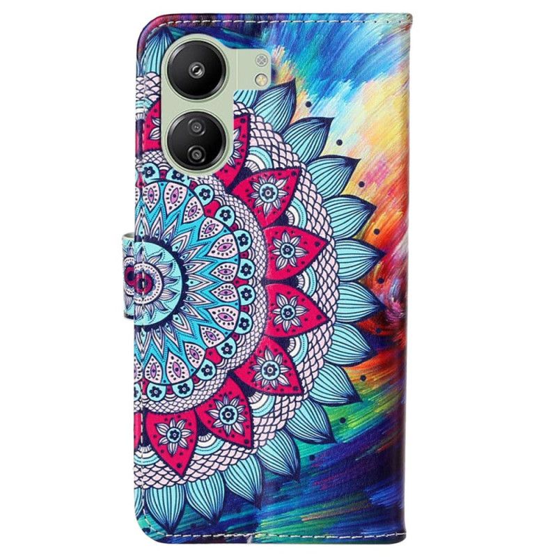 Housse Xiaomi Redmi 13C 4G/5G/Poco C65 Motif Mandala à Lanière