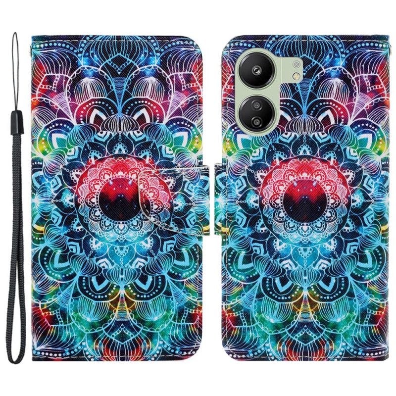 Housse Xiaomi Redmi 13C 4G/5G/Poco C65 Motif Mandala à Lanière