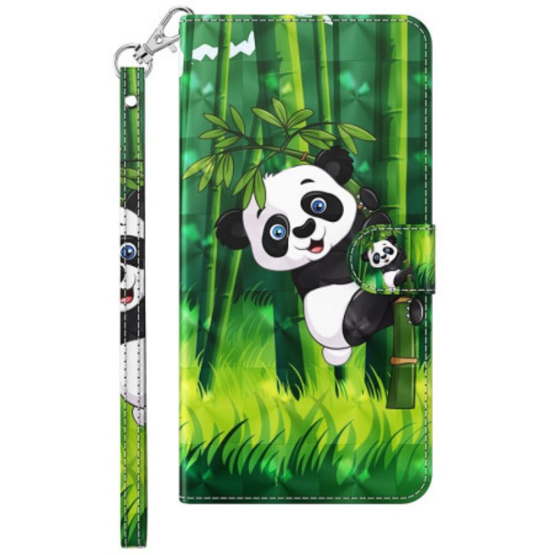 Housse Xiaomi Redmi 13C 4G/5G/Poco C65 Panda Bambou à Lanière