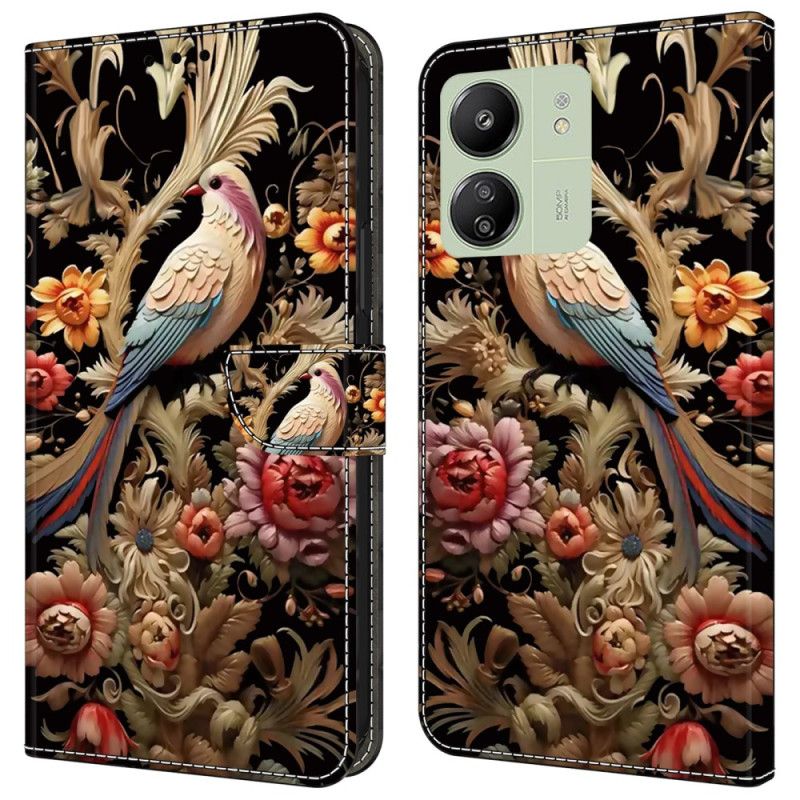 Housse Xiaomi Redmi 13C 5G/13C 4G / Poco C65 Fleur et Oiseau Vintage