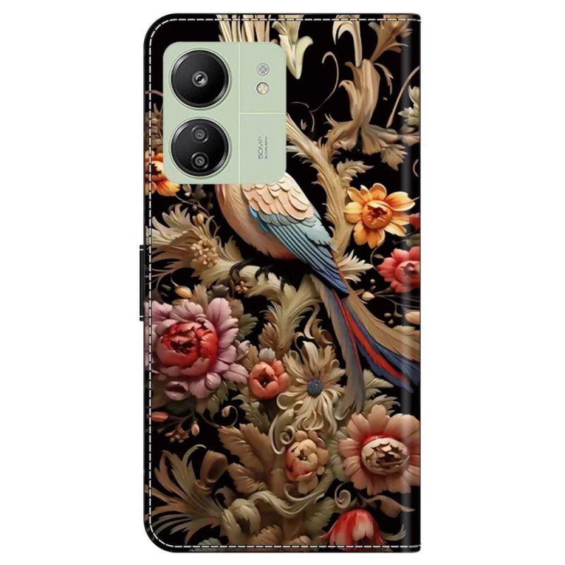 Housse Xiaomi Redmi 13C 5G/13C 4G / Poco C65 Fleur et Oiseau Vintage