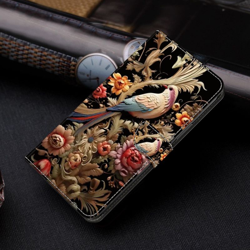 Housse Xiaomi Redmi 13C 5G/13C 4G / Poco C65 Fleur et Oiseau Vintage