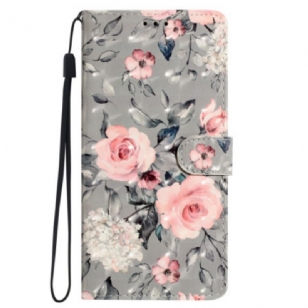 Housse Xiaomi Redmi 13C / Poco C65 Fleurs Écloses à Lanière