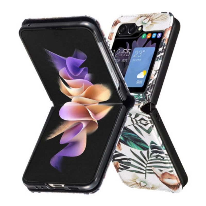 Coque Samsung Galaxy Z Flip Feuilles et Fleurs