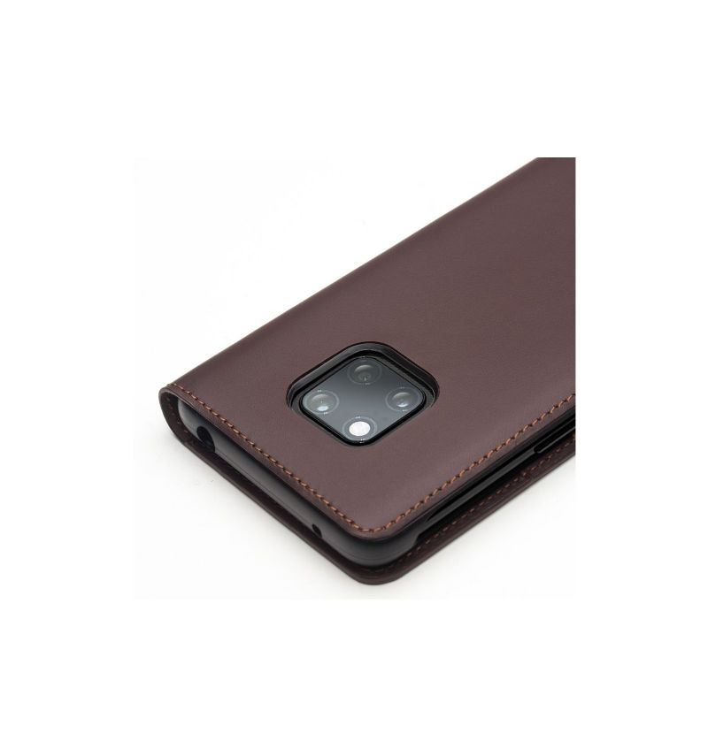 Housse Huawei Mate 20 Pro classique en cuir véritable - Marron