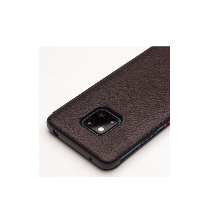 Housse Huawei Mate 20 Pro en cuir avec fenêtre - Marron