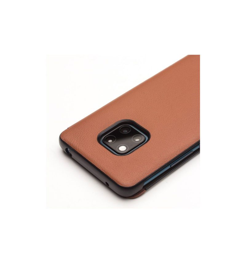 Housse Huawei Mate 20 Pro en cuir avec fenêtre - Marron clair