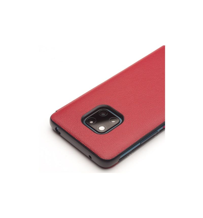 Housse Huawei Mate 20 Pro en cuir avec fenêtre - Rouge