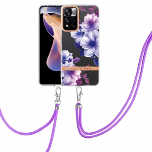 Coque Xiaomi Redmi Note 11 Pro Plus 5G Bégonia fleur à cordon