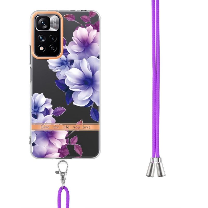 Coque Xiaomi Redmi Note 11 Pro Plus 5G Bégonia fleur à cordon