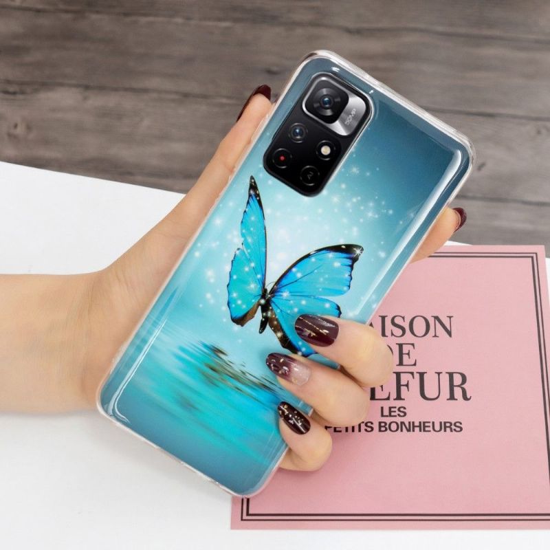 Coque Xiaomi Redmi Note 11 Pro Plus 5G Fluorescente papillon bleu