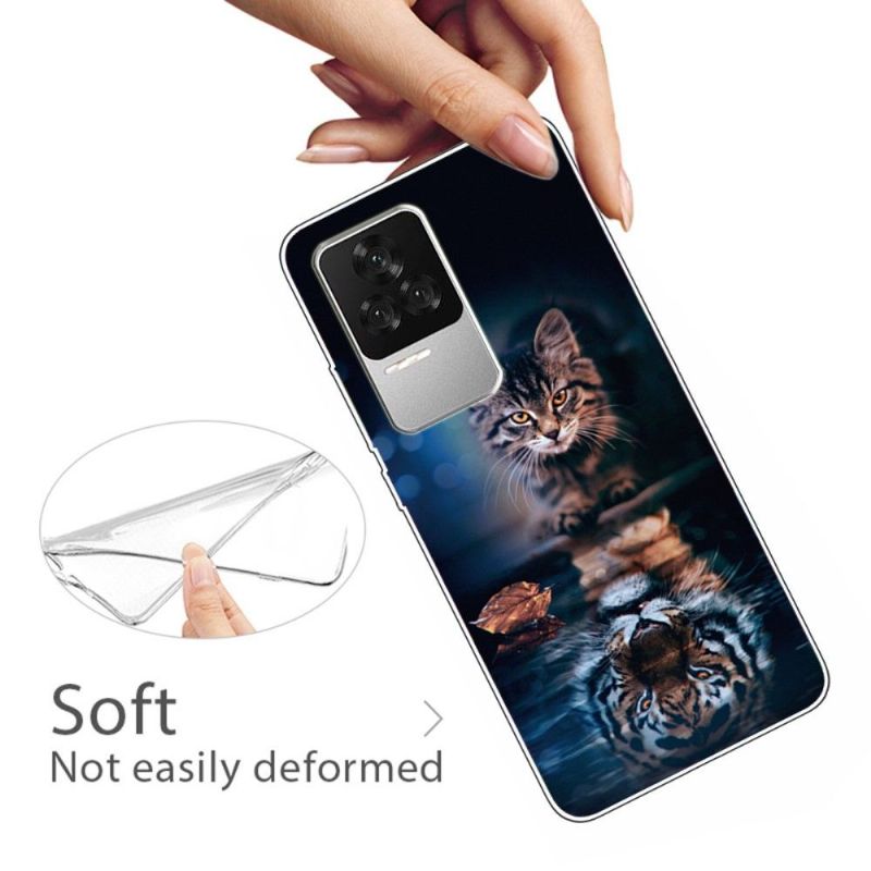 Coque Poco F4 Chat reflet