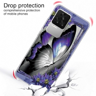 Coque Poco F4 Papillon Gris et Violet