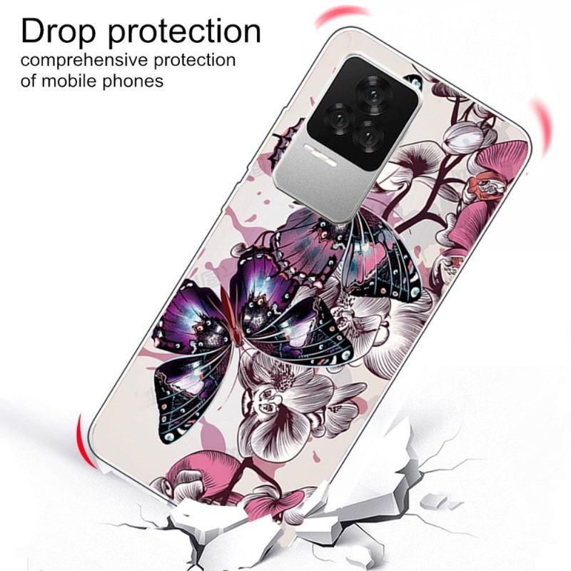 Coque Poco F4 Papillons et fleurs