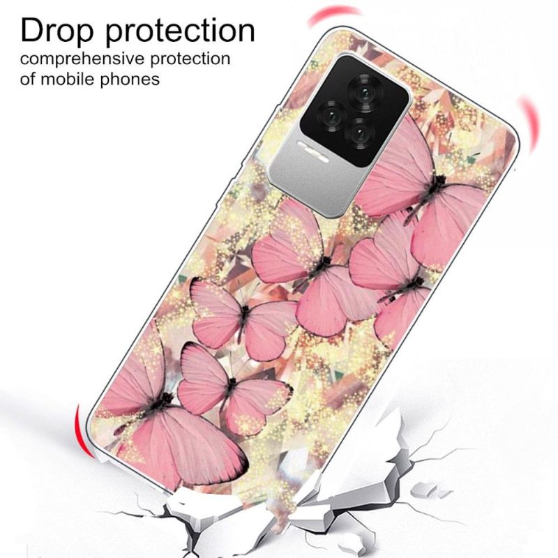 Coque Poco F4 Papillons Roses