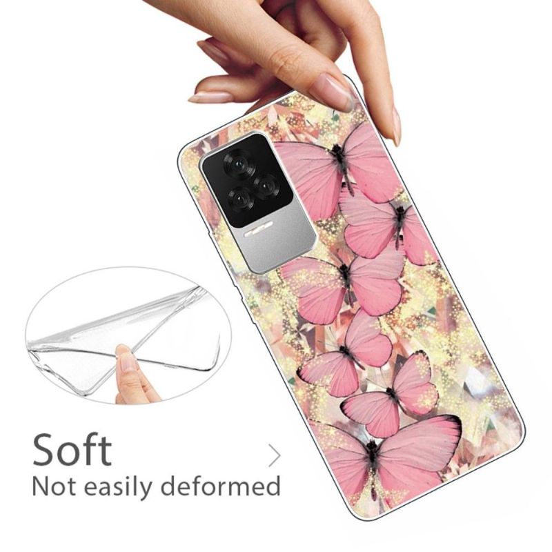 Coque Poco F4 Papillons Roses