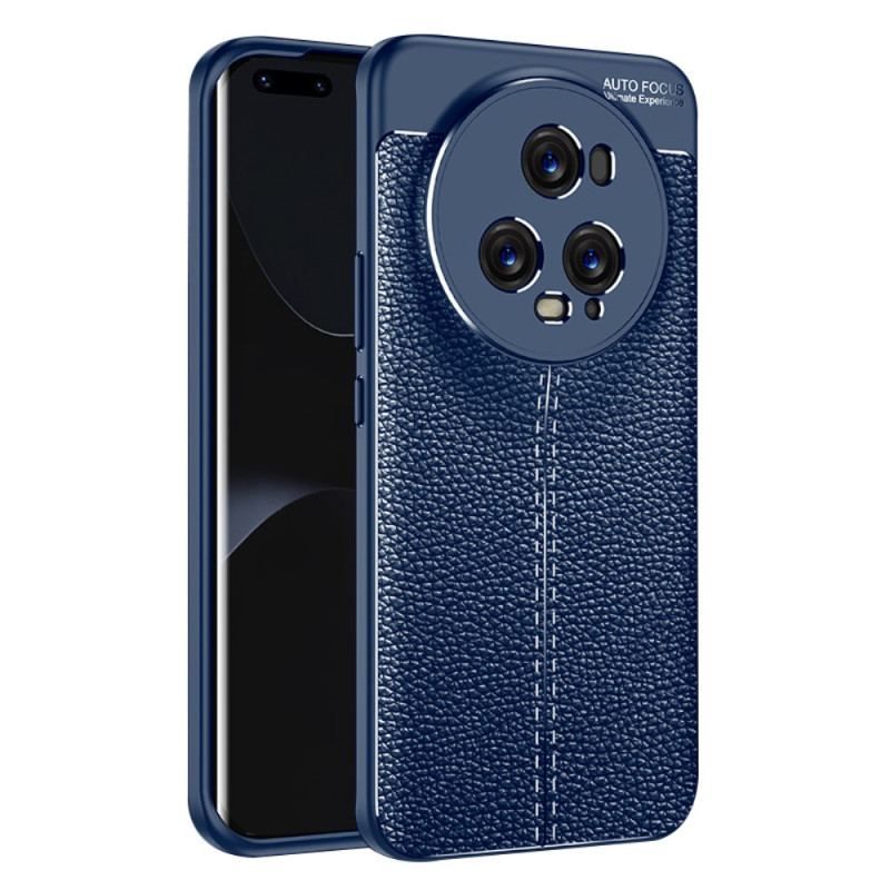 Coque Honor Magic 5 Pro Effet Cuir Litchi Double Line