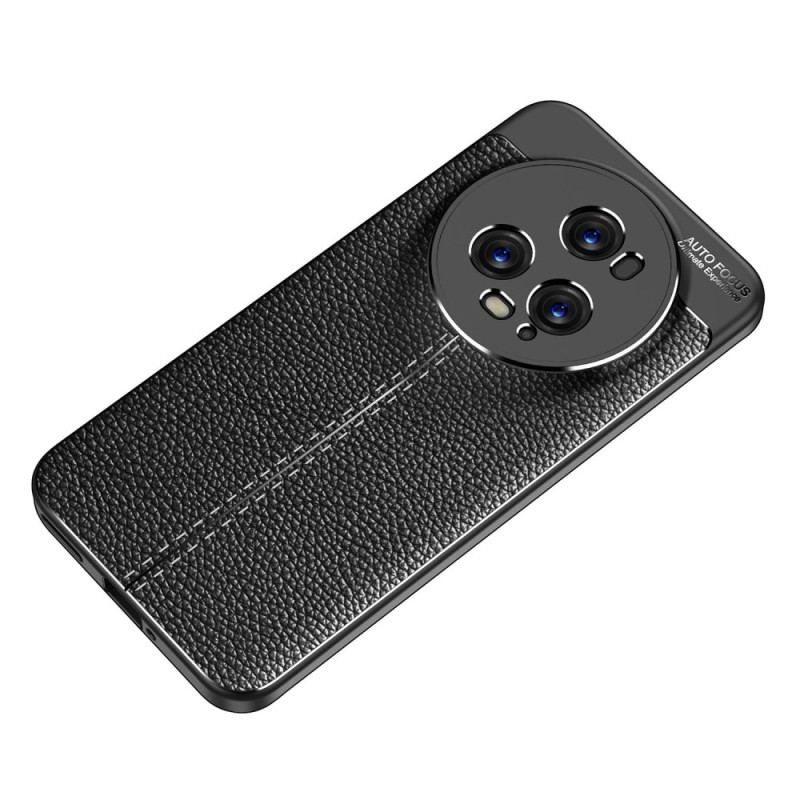 Coque Honor Magic 5 Pro Effet Cuir Litchi Double Line