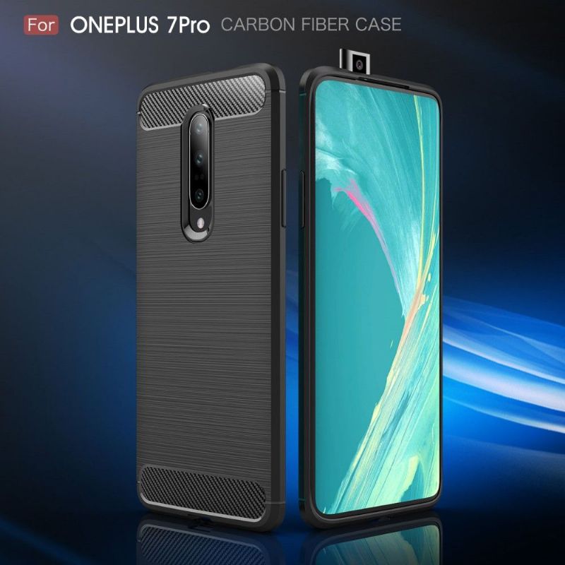 OnePlus 7 Pro - Coque gel brossé carbone