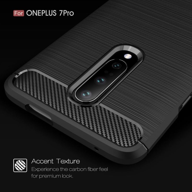 OnePlus 7 Pro - Coque gel brossé carbone