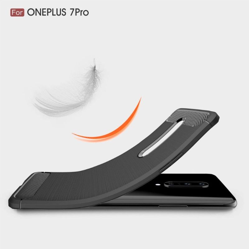 OnePlus 7 Pro - Coque gel brossé carbone