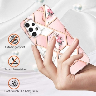 Coque Samsung Galaxy A13 marbre et couronne de fleurs