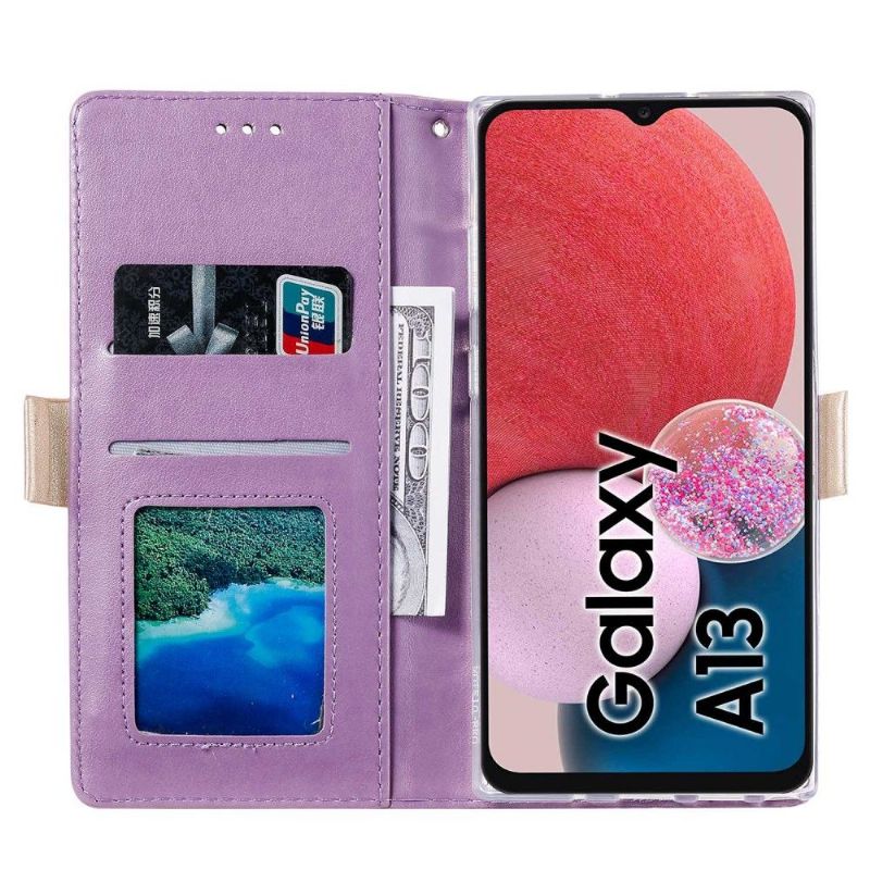 Housse Samsung Galaxy A13 Dentelle Fleur Effet Cuir