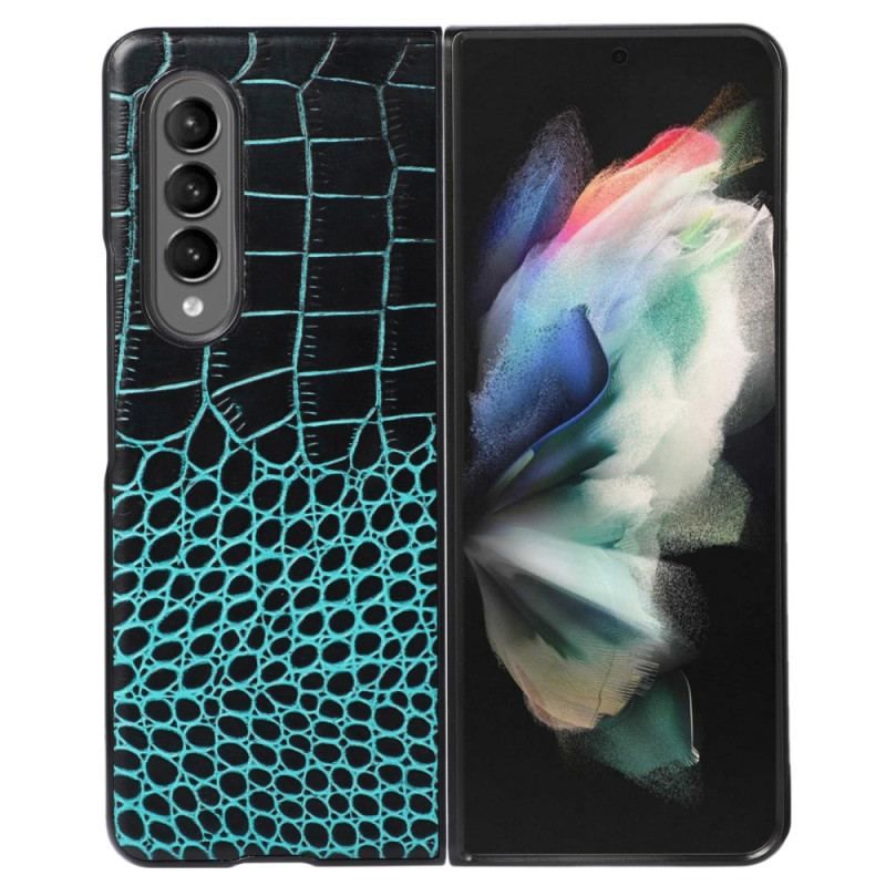 Coque Samsung Galaxy Z Fold 4 Cuir Véritable Effet Crocodile Tendance