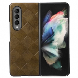 Coque Samsung Galaxy Z Fold 4 Simili Cuir Motif Carreaux