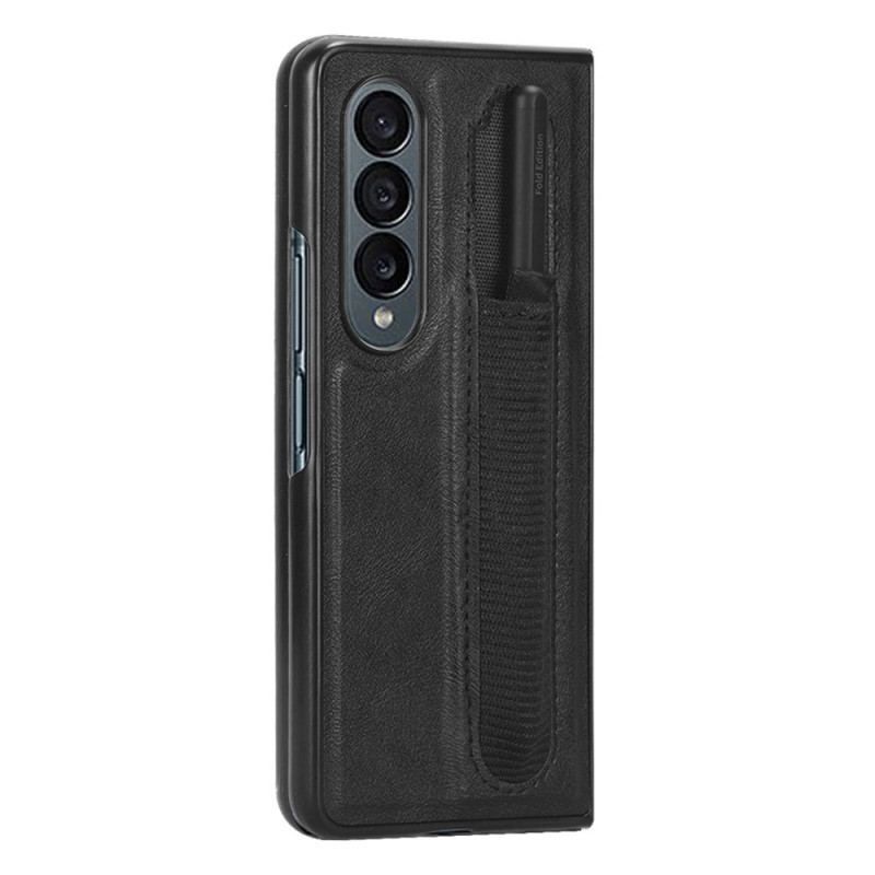 Coque Samsung Galaxy Z Fold 4 Simili Cuir Rétro Stylet