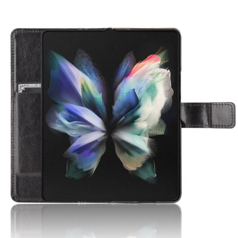 Housse Samsung Galaxy Z Fold 4 Classique à Lanière Simili Cuir Lisse