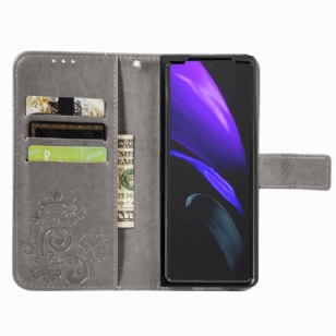 Housse Samsung Galaxy Z Fold 4 Motif Trèfles avec Lanière