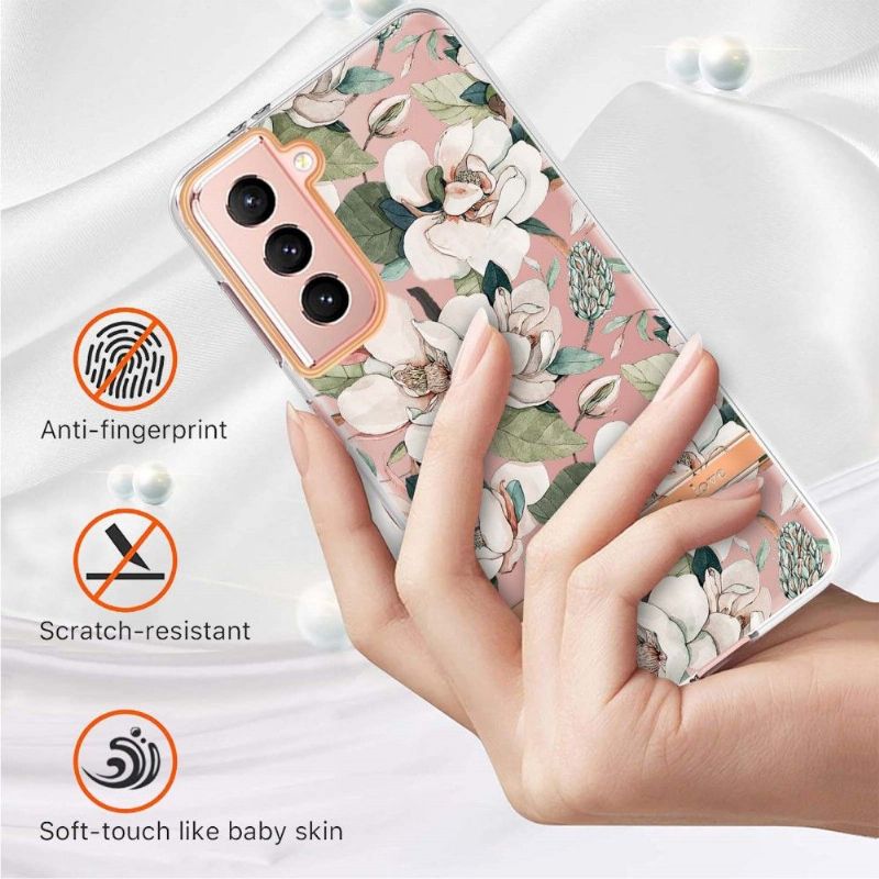 Coque Samsung Galaxy S21 5G Gardénia fleur blanche