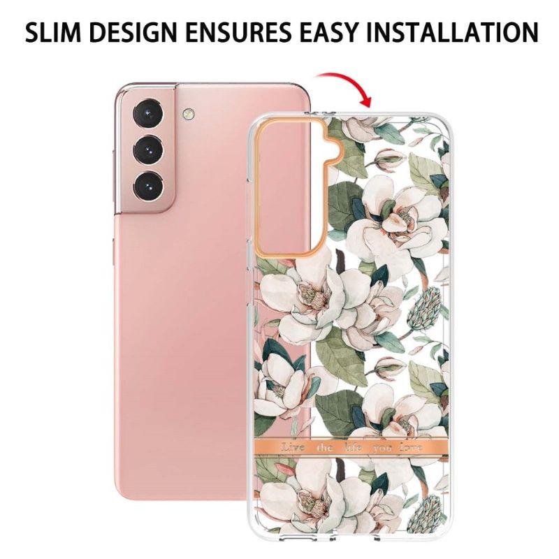 Coque Samsung Galaxy S21 5G Gardénia fleur blanche