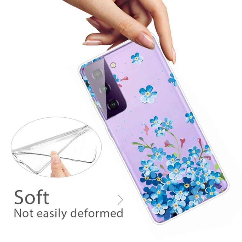 Samsung Galaxy S21 5G - Coque Fleurs Bleues