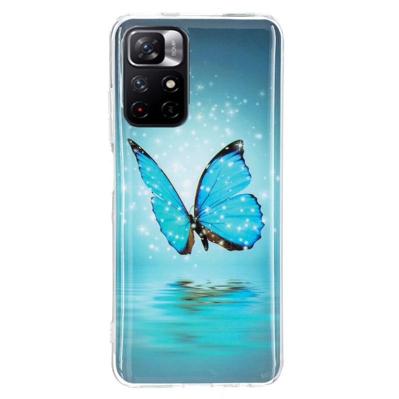 Coque Poco M4 Pro 5G Luminous papillon bleu