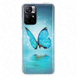 Coque Poco M4 Pro 5G Luminous papillon bleu