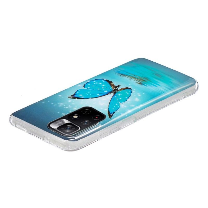 Coque Poco M4 Pro 5G Luminous papillon bleu