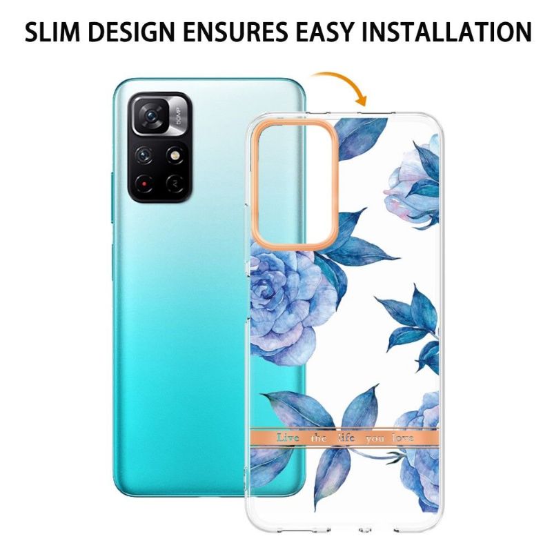 Coque Poco M4 Pro 5G Pivoine bleu