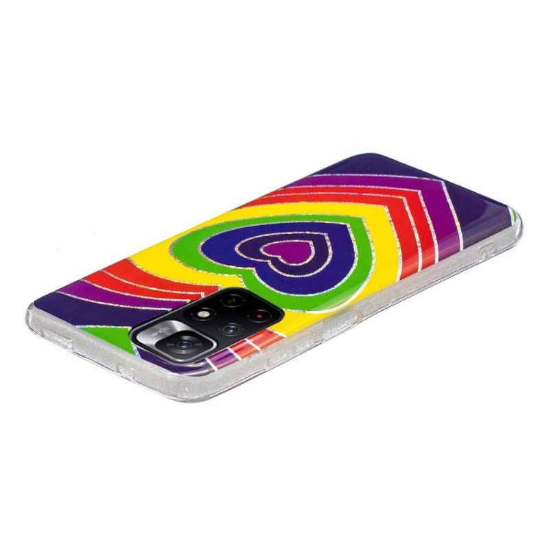 Coque Poco M4 Pro 5G silicone coeurs colorés