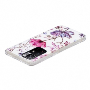 Coque Poco M4 Pro 5G silicone fleur violette