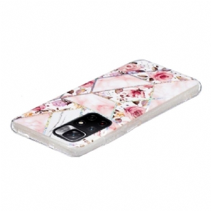 Coque Poco M4 Pro 5G silicone marbre et fleurs